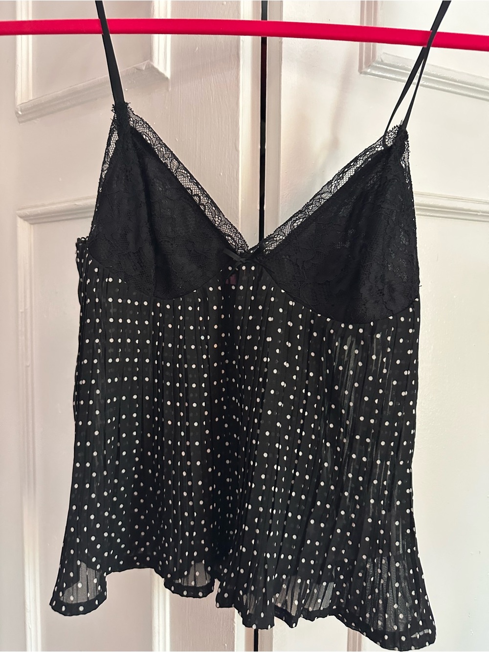 Edikted Black & White Polka Dot Lace Trim Cami